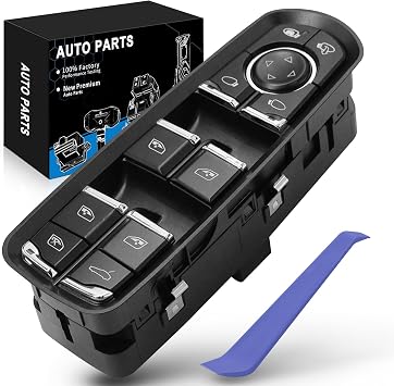 Front Left Driver Side Master Power Window Switch for-Porsche Cayenne 2011-2018, Macan 2015-2018, Paramera 2011 2012 2013 2014 2015 2016, White Light 15 Pins Replacement OE# 7PP959858AEDML