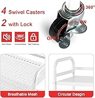 Vista 6 de 3-Tier Metal Utility Multipurpose Rolling Cart,Large Capacity Heavy Duty Cart with Lockable Wheels for Kitchen,Living Room,Office,Bathroom Storage