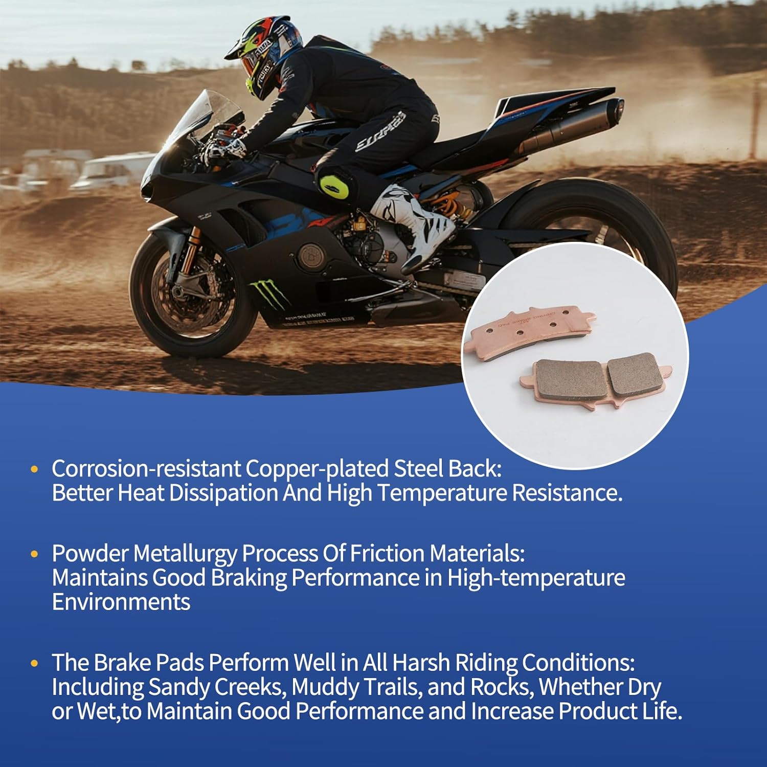 FA447 Disc Brake Pad Set Copper based sintering Motorcycle Brake Pad Set Fit for High Radiation GP4 (1 Pairs)