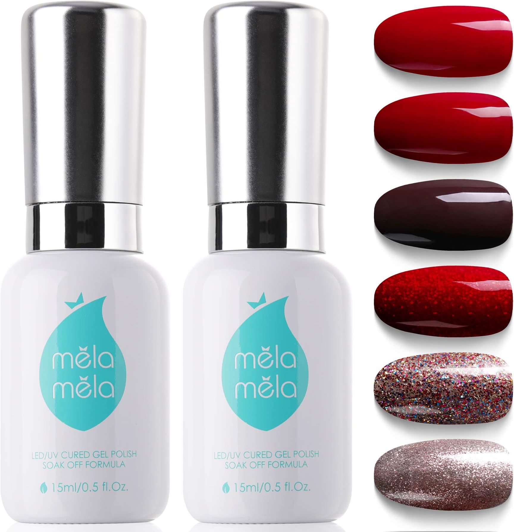MELA MELA Gel Nail Polish, Gel Polish Long Lasting Soak Off UV LED, Gel Nail Polsih Set 15 ML 6 Colors