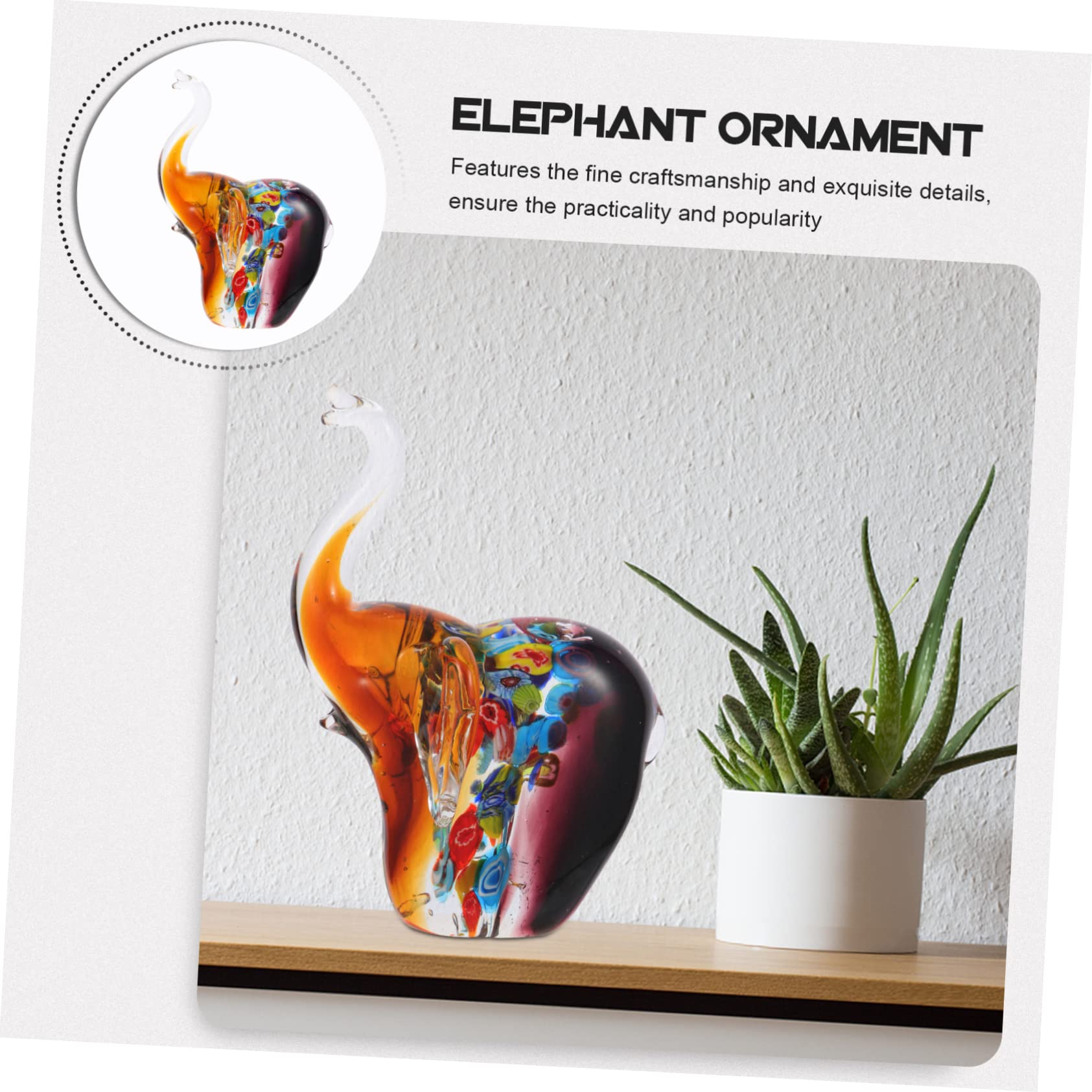 Adorno de Elefante de Mesa de Vidrio, Figura Decorativa