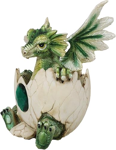 Vista 31 de Ebros - Estatua de huevo de dragón con piedra natal de agosto, 5.25 pulgadas de alto, peridoto verde, piedra natal de agosto, símbolo de gema
