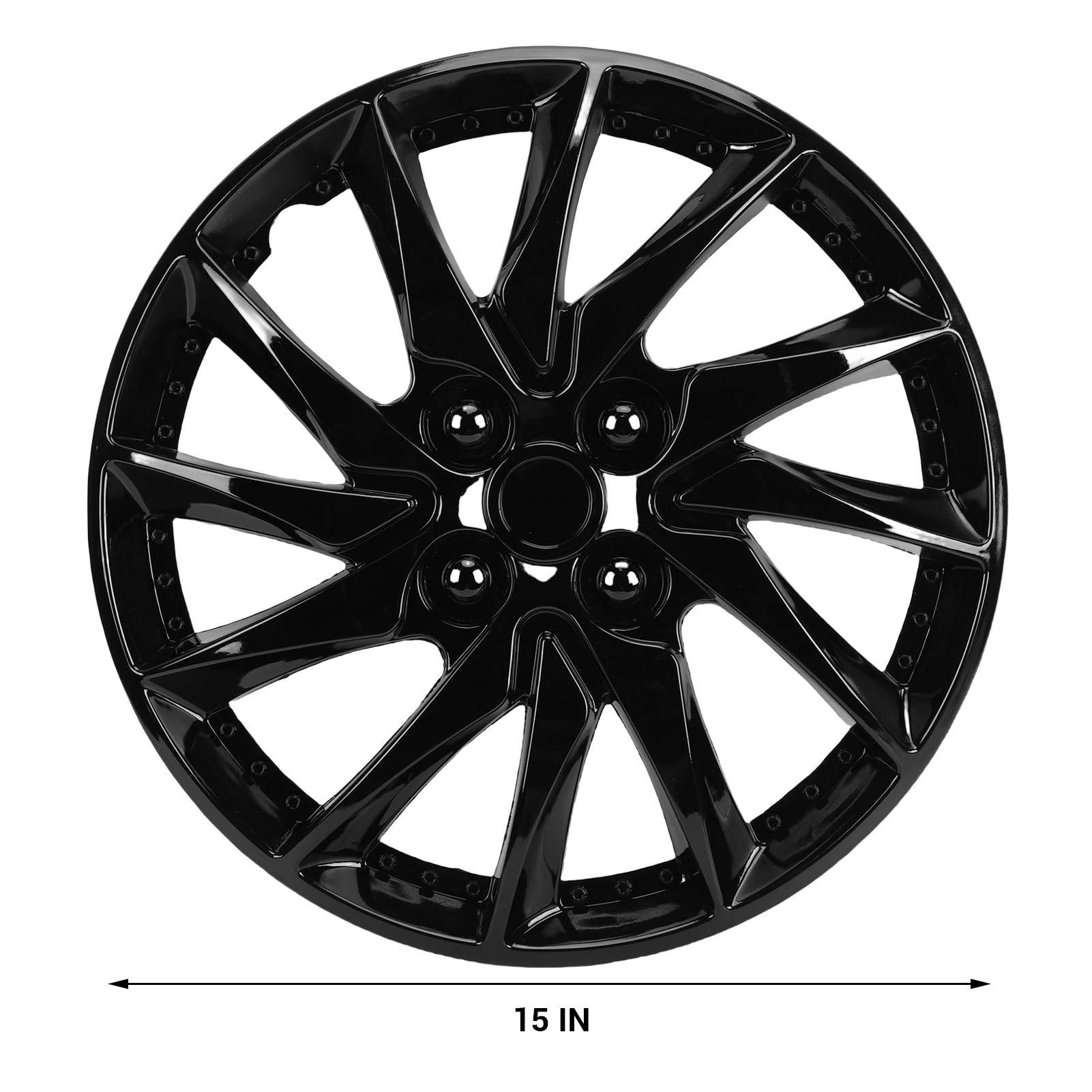 Aramox 4 szt. 15-calowe Kołpaki, Uniwersalne Dopasowanie do Każdego 15-calowego Koła Stalowego, Zamiennik Samochodu Ciężarowego SUV dla Fiatt 500, Peugeott 208 (BLACK)