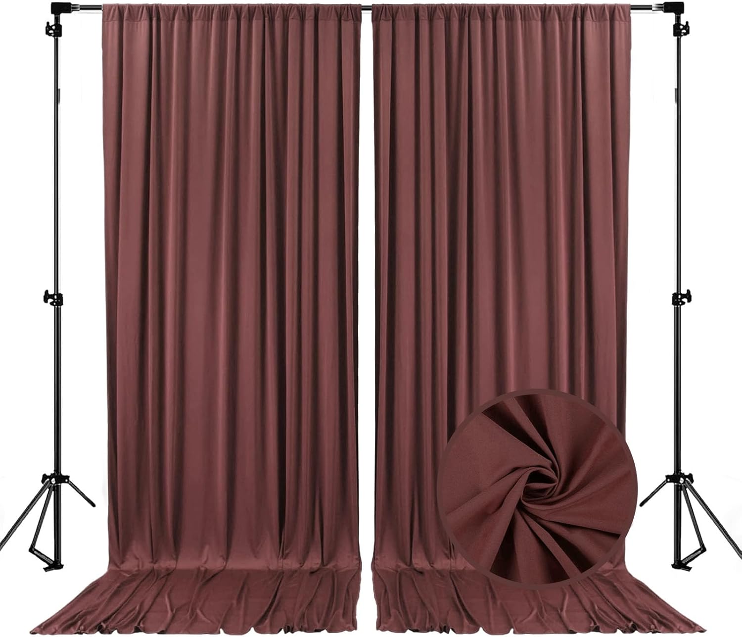 10 x 10 Feet Red Brown Backdrop Curtain for Partie, Background Curtains for Photoshoot, Birthday, Wedding, Halloween, Thanksgiving, Christmas, New Year Party Decorations 5Ft x 10Ft, 2 Panels