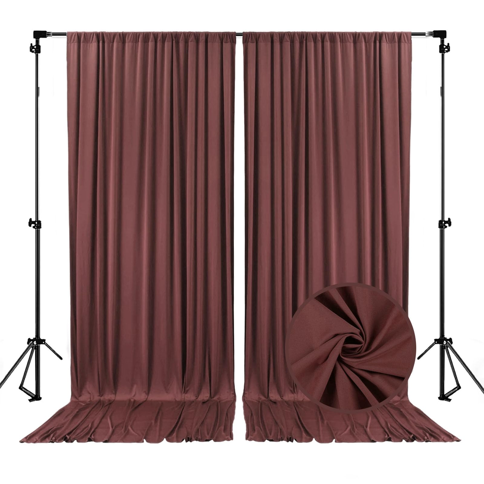 10 x 7 Feet Red Brown Backdrop Curtain for Partie, Background Curtains for Photoshoot, Birthday, Wedding, Halloween, Thanksgiving, Christmas, New Year