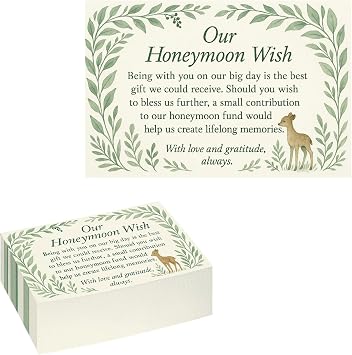 Honeymoon Wish Cards Wedding Registry Insert for Honeymoon Fund 9x5cm Thank You Note Honeymoon Fund Request Card for Invitations or Reception Tables Botanical