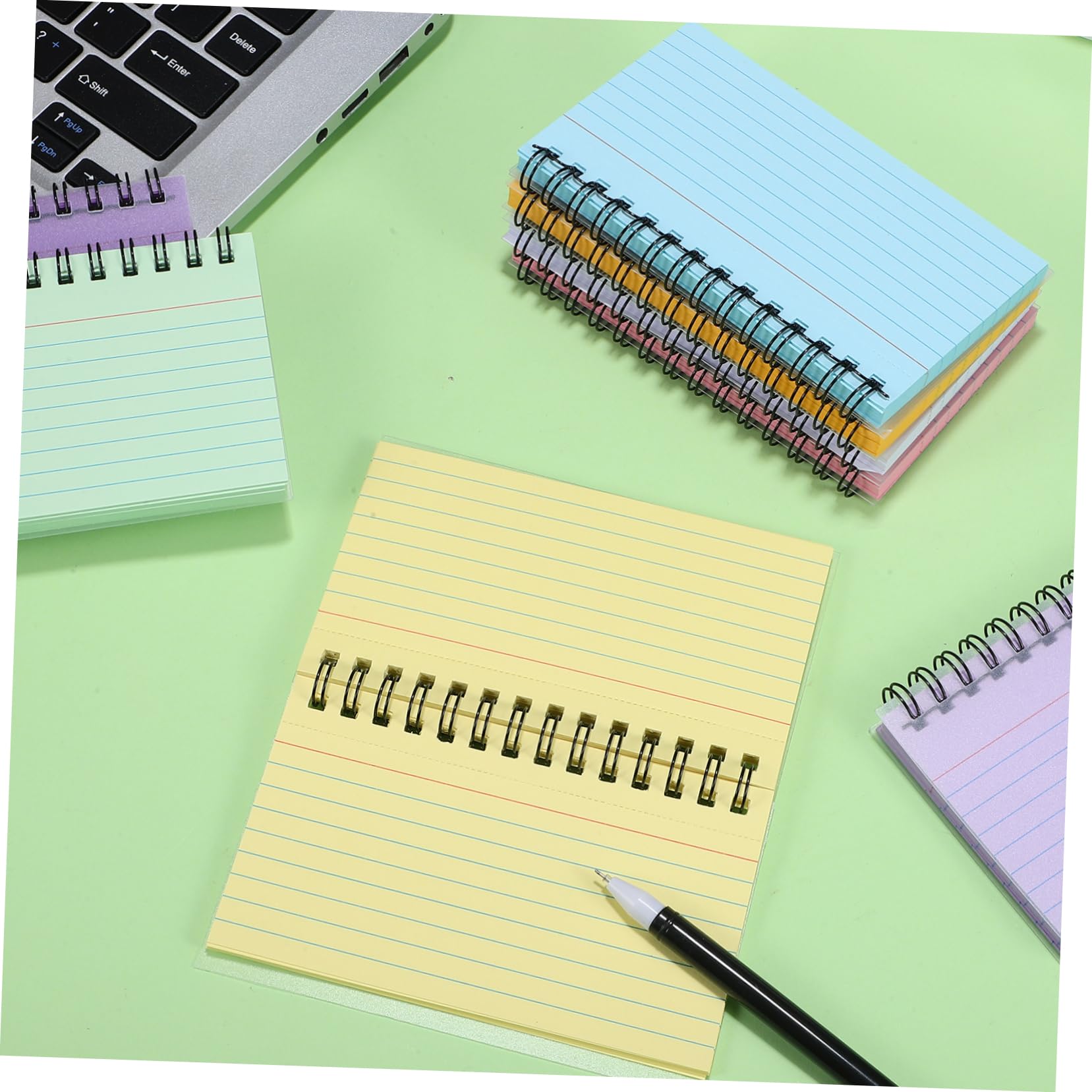Lot de 10 Petits Cahiers Spirale Pages Lignées en Papier, Design Compact et Déchirure Facile, pour Étude en Classe et Prise de Notes Scolaire