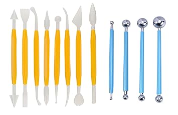Ball Tool and Modelling Tool (Set of 8 Modelling Tool & 4 Ball Tool) for Clay Fondant Dough Modelling