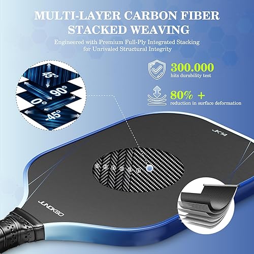 Miniatura 5 de Juego de 2 palas de pickleball  Compuesto de paleta de fibra de carbono de grafito  Raqueta Pro Pickle Pickle Pro Cumple con USAPA  Núcleo de panal