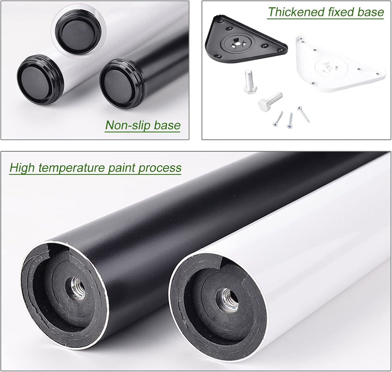 Furniture Legs Black Adjustable Table Legs,Metal Furniture Legs Cabinet Legs Desk Legs Bar Table Legs,Aluminum Alloy,Modern Furniture Replacement Feet Support Legs White,with Screws