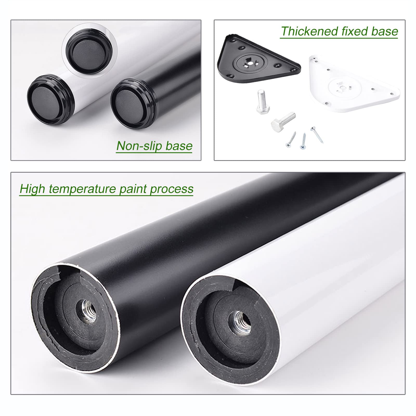 Patas ajustables para muebles - Patas de mesa con altura regulable, patas de escritorio metálicas intercambiables, soporte para oficina en casa, negro/blanco, 80 cm (31,5 pulgadas) - Versátiles y dur