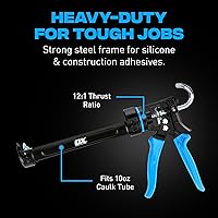 Vista 2 de OX Tools Pro OX-P044410 Pistola de calafateo resistente de 10 onzas, relación de empuje 12:1, pistola de calafateo de 10 onzas, dispensador