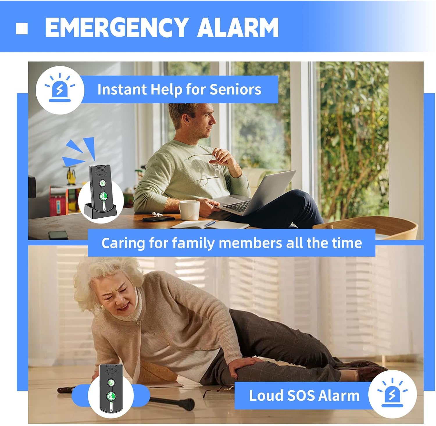 2 Way Intercom for Home Upgraded, Portable Wireless Intercom System for House with 5 Level Volume and Ringtones Adjustment Rechargeable for Hospital Hotel Office Business 3 Pack(Black) - Image 8