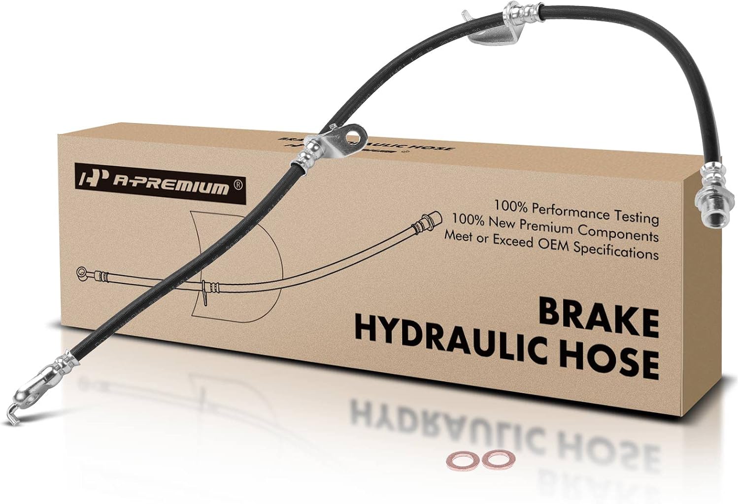 A-Premium Front Passenger Brake Hydraulic Hose Compatible with Select Toyota and Lexus Models - Prius 2010-2015, Prius Plug-In 2014-2015, CT200h 2011-2017, 1.8L - Replace# 9094702F83