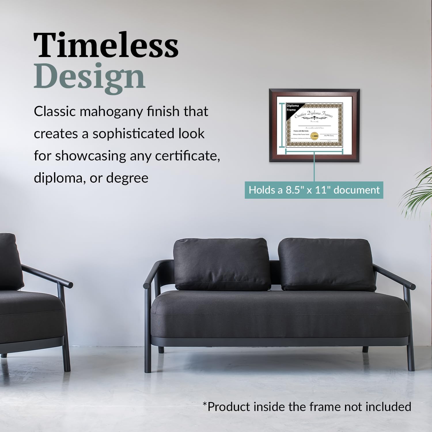 Creative Picture Frames 11x14-inch Mahogany Diploma Frame with White Mat to Hold 8.5” x 11” Graduation Certificate Documents with Installed Wall Hanger