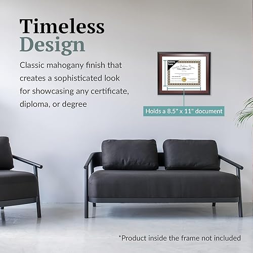 Miniatura 8 de CreativePF, marco para diploma, de madera de caoba, de 11 x 14 pulgadas, con un paspartú blanco para diplomas de 8.5 x 11 pulgadas, con pie y gancho