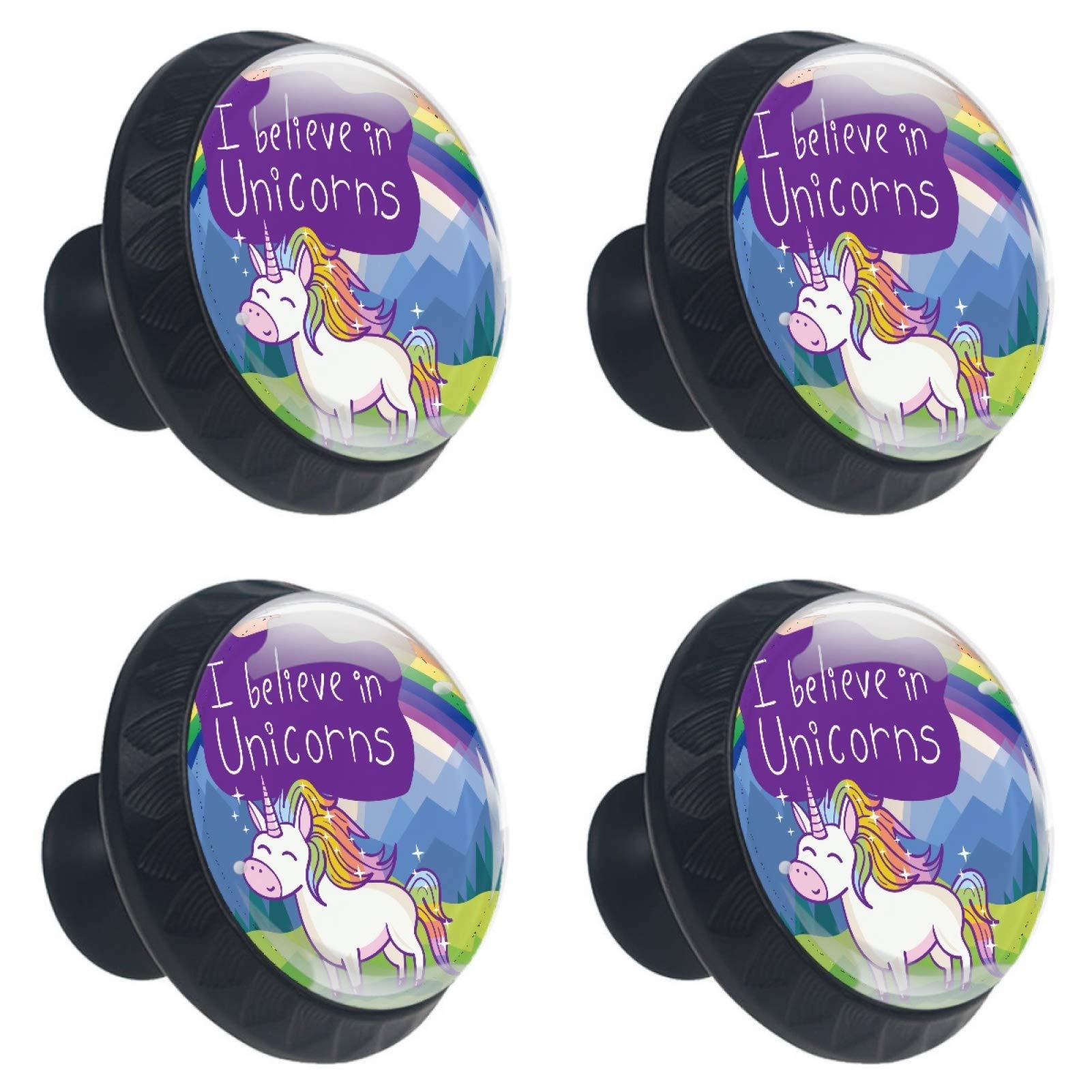 Boutons de tiroir en verre motifs licorne multicolores et durables