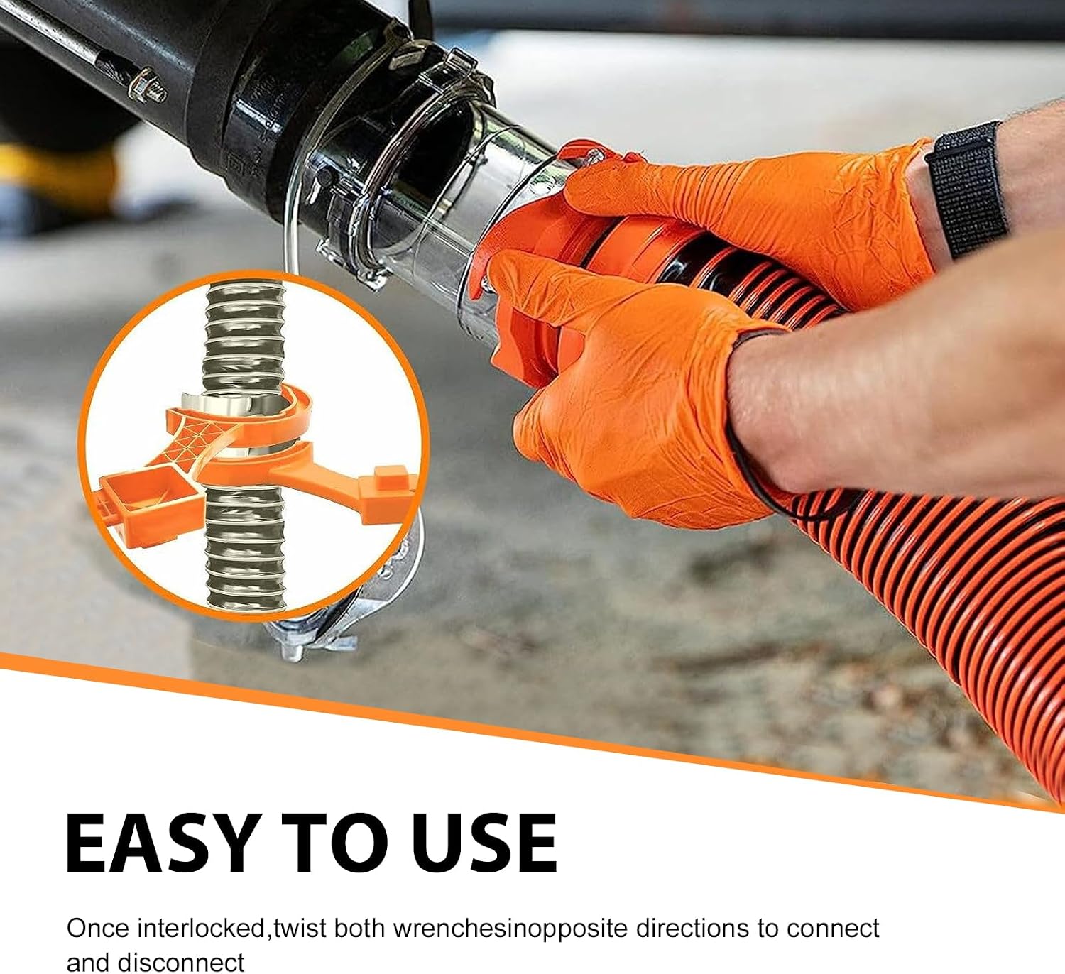 RV Sewer Hose Wrench, Multifunctional Wrench 3" and 4" Male/Female Sewer Caps, Single-head Effort-saving and Easy-to-grip Tool for Connection and Disconnection, for Most Cars RVs (Orange)
