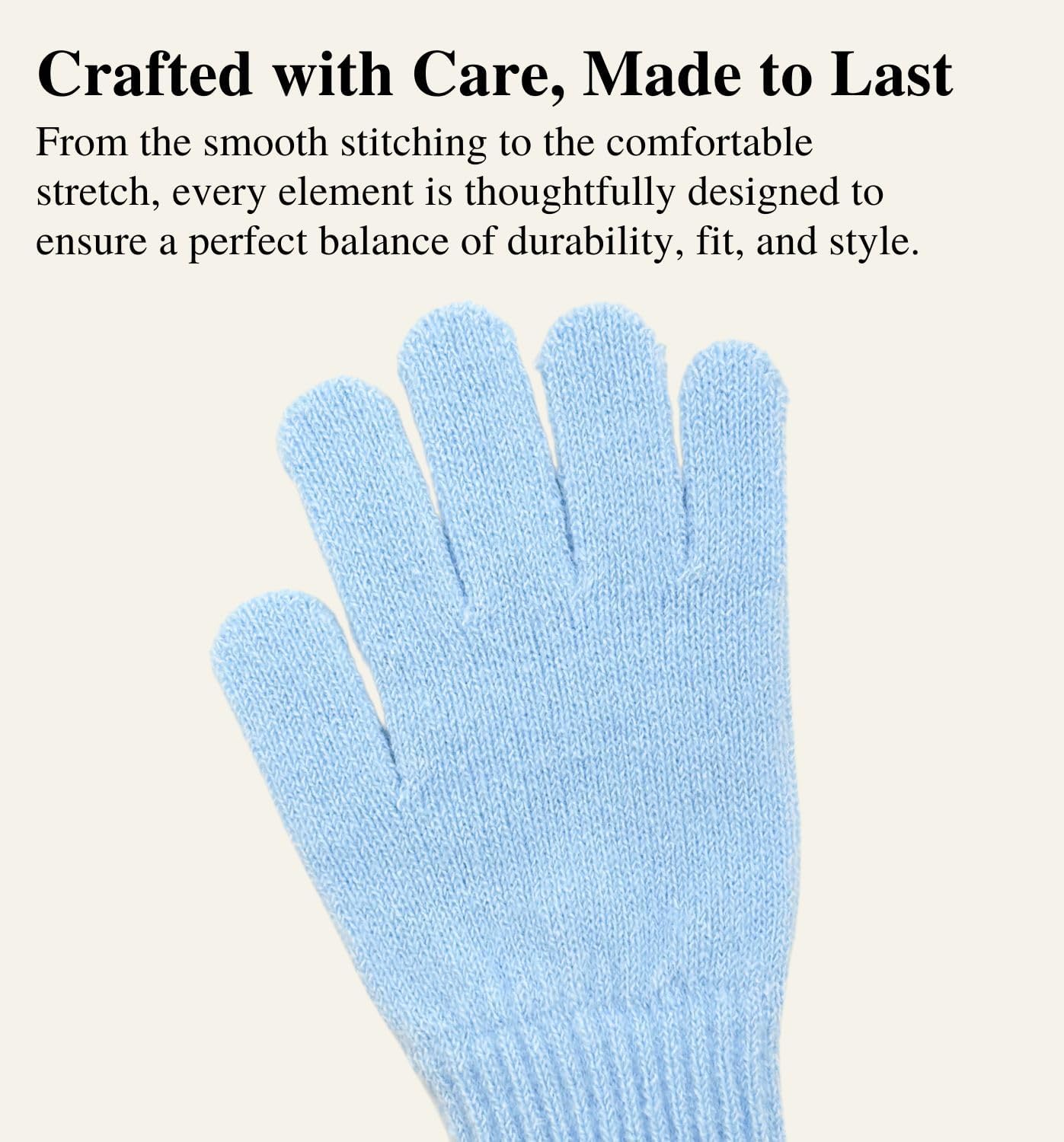 MDSTYLE Magic Knit Gloves for Women Cold Weather Winter Solid Color for Daily Sports Workout Runnging Jogging Full Finter