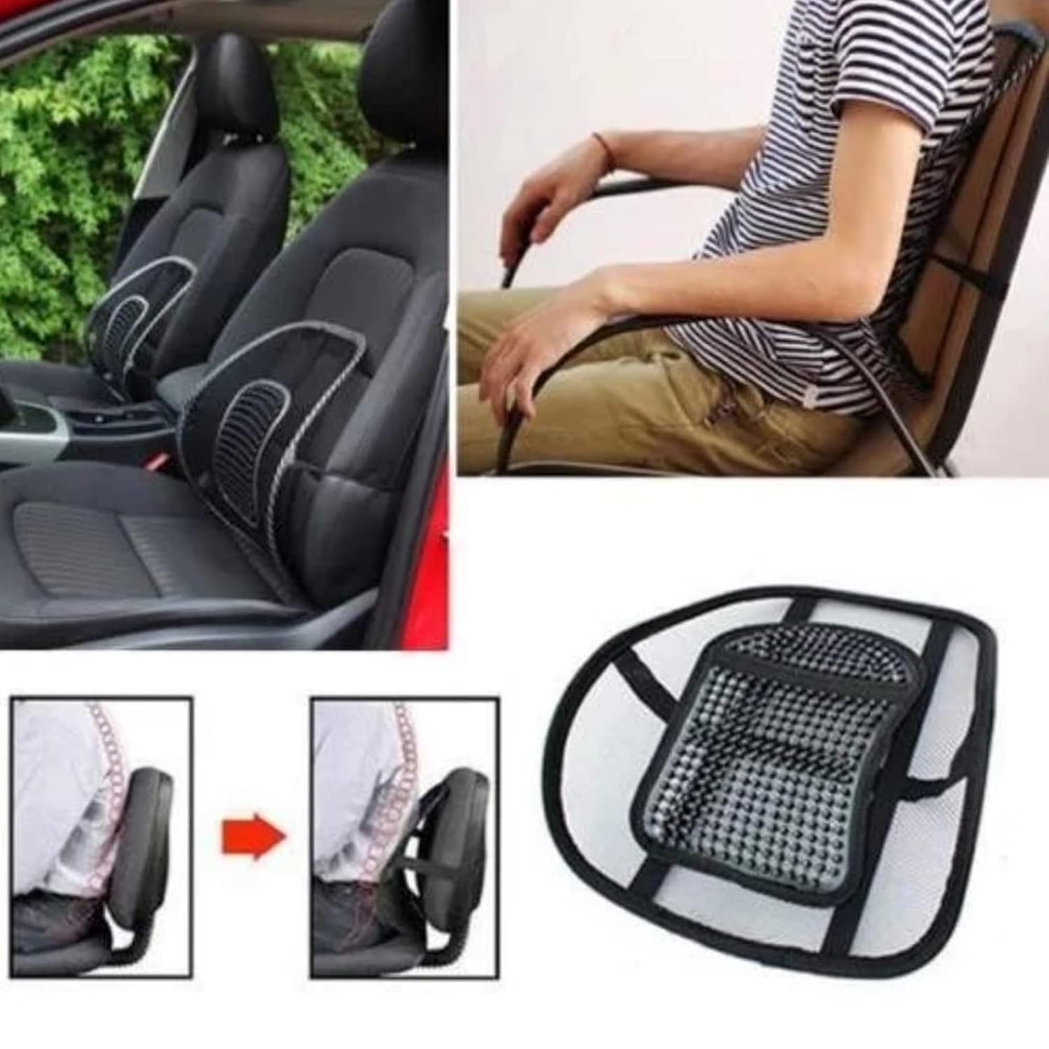 MONARCHIE Mesh Ventilation Nylon Back Rest with Lumbar Support Mesh Cushion Pad, Universal Back Lumbar Support Chairs for Office Chair, Home, Car, Seat to Relieve Pain (Pack of 1) MONARCHIE Mesh Ventilation Nylon Back Rest with Lumbar Support Mesh Cushion Pad, Universal Back Lumbar Support Chairs for Office Chair, Home, Car, Seat to Relieve Pain (Pack of 1)