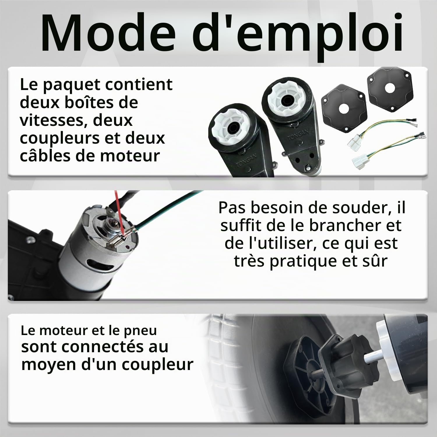 Lot de 2 moteurs haute vitesse 12 V RS550 40 000 tr/min pour voiture d'enfant, moteurs 12 V sont utilisés dans les pièces de rechange de véhicules pour enfants, coupleur gratuit