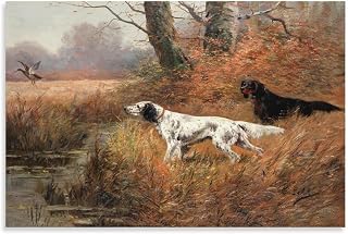 WBCNG Spaniels Flushing A Woodcock - Mid-1800s Hunting Dog Painting Canvas Poster Wall Art Bedroom Decor Office Room Kitchen Decor Gift Unframe-style 16x24inch(40x60cm)