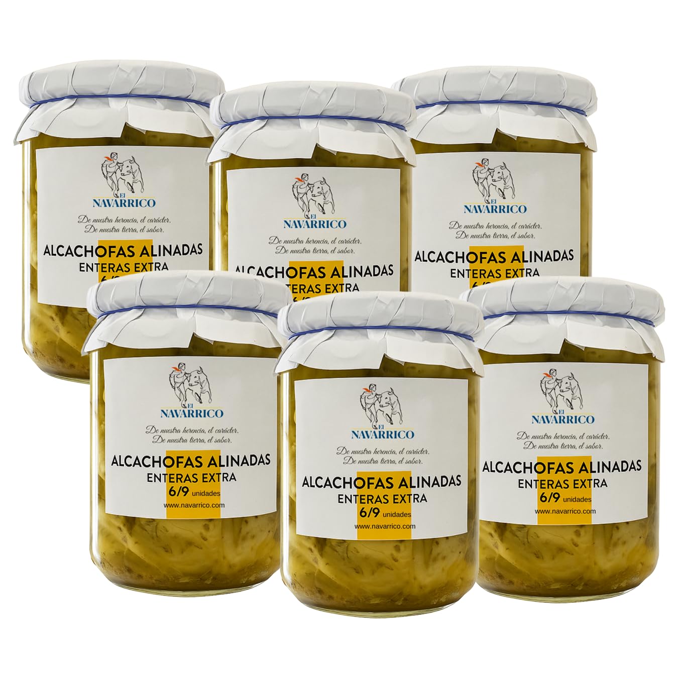 El Navarrico - Alcachofas Enteras Limpias | Agricultura Tradicional | Natural y Fresca (Pack de 6 botes (410gr))