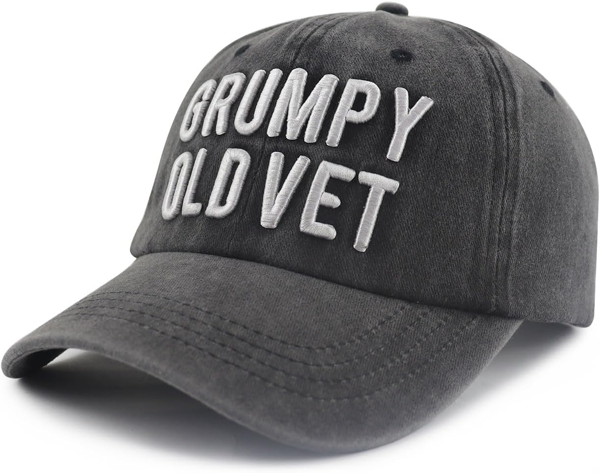 Grumpy Old Vet Hat for Men Women, Adjustable Cotton Embroidered Baseball Cap - Image 2