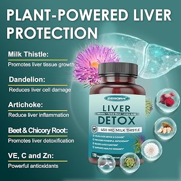Milk Thistle Supplement, for Liver Cleanse Detox & Repair, 30:1 Organic Milk Thistle Extract, Equivalent to 13,500 Grams of Milk Thistle Seed, Supports Liver Health, 120 Capsules, 60-Day Supply