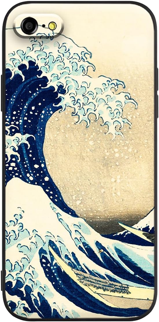 Berkin Arts Compatible with iPhone SE (2020)/ SE (2022) Case/iPhone 7 Case/iPhone 8 Case Silicone Cover with Screen Protector Japanese Style Ukiyo-e (The Great Wave by Katsushika Hokusai)