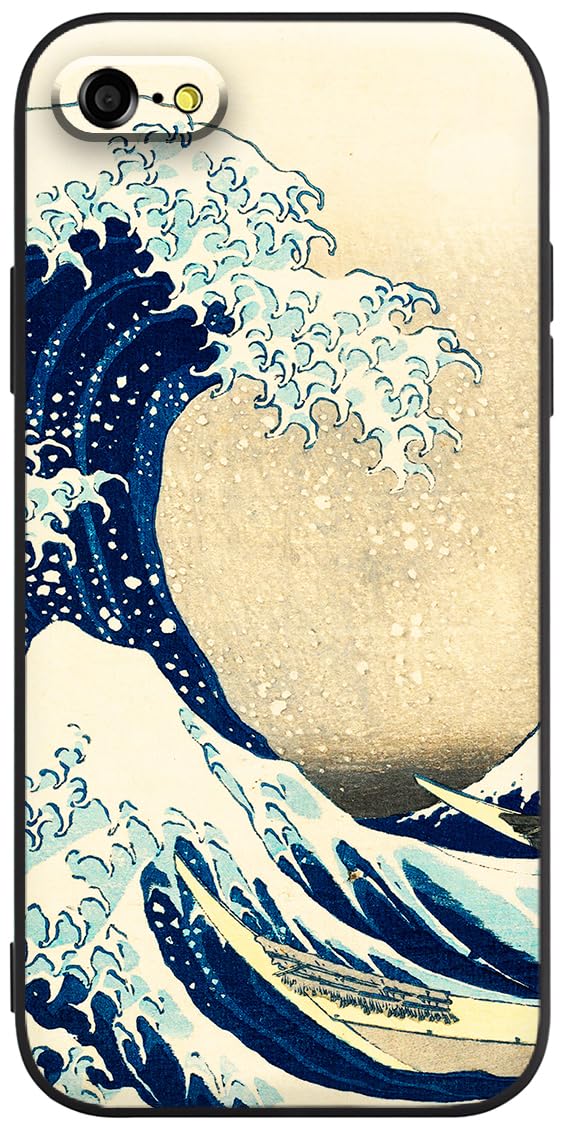 Berkin Arts Compatible with iPhone SE (2020)/ SE (2022) Case/iPhone 7 Case/iPhone 8 Case Silicone Cover with Screen Protector Japanese Style Ukiyo-e (The Great Wave by Katsushika Hokusai)