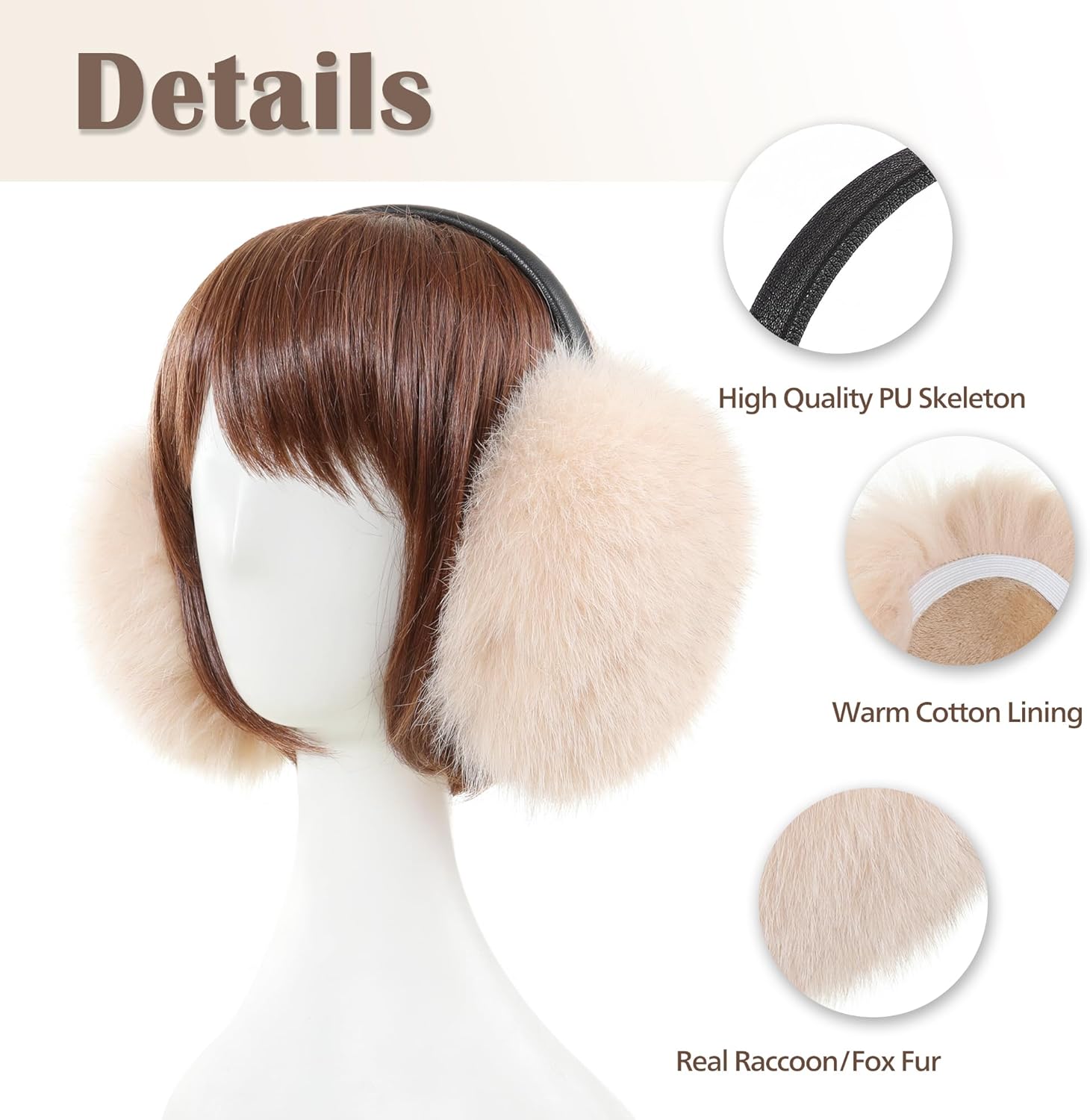 Women Real Fox Fur Earmuffs Girls Winter Cute Warm Furry Fluffy Ear Muffs Outdoor Ear Covers - Image 5