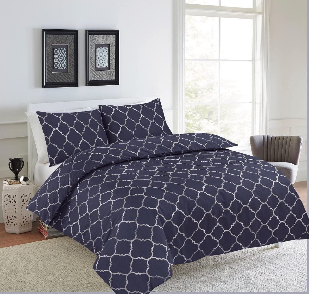 HOME ACE Erza Grey Printed Single Duvet Cover Set - Easy Care Poly Cotton Single Quilt Cover Bedding Set - 135CM x 200CM with 1 Pillowcase 50CM x 75CM โ image 1