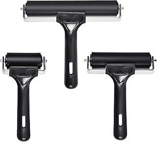 3 PCS Printmaking Brayers, Rubber Roller Paint Brayer for Construction Tools, Anti Skid Tape Print, Ink Applicator Art Craft Oil Painting Stamping (2.1in, 5.7in, 3.6in)