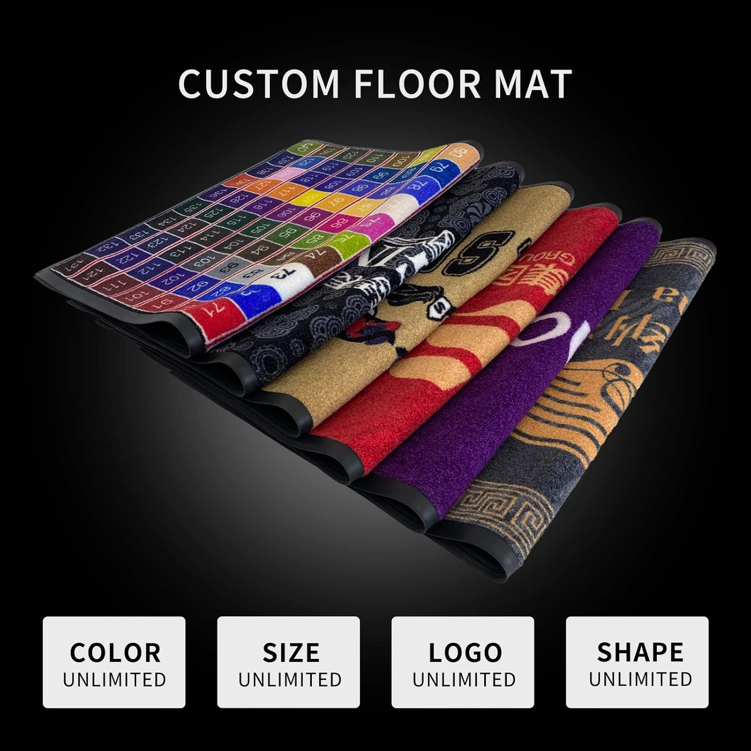 Custom Logo Commercial Grade Door Mat Personalized Doormat with Rubber Backing Shoes Scraper Entrance Rug for Lobbies and Indoor Outdoor 3' x 8'