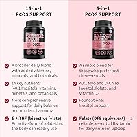 Vista 5 de Suplemento complejo de inositol 14 en 1 para mujer – 40:1 Myo y D-Chiro inositol con folato, vitamina D3, zinc, magnesio y botánicos para apoyo