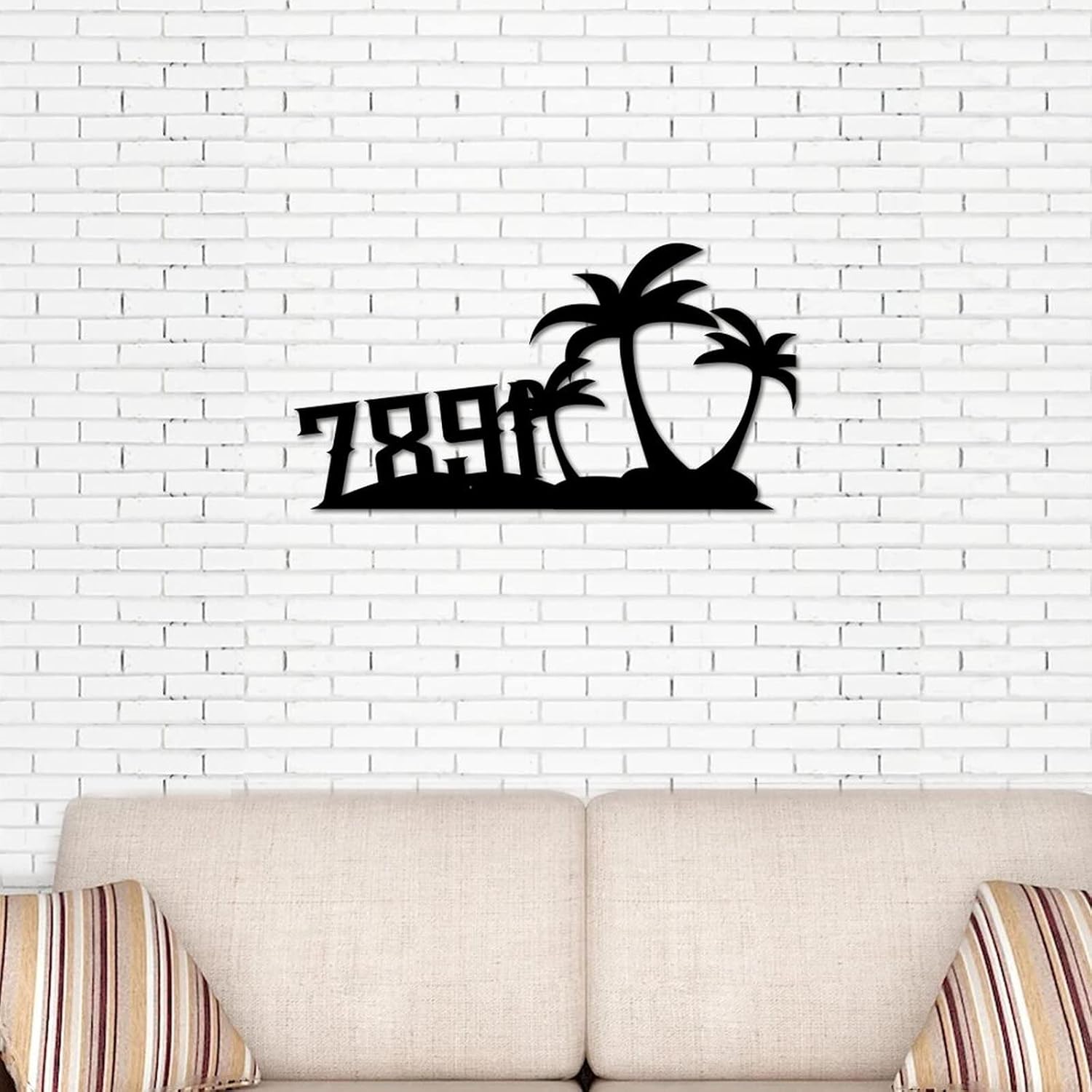 Metal Sign Metal Wall Art Custom Palm Tree House Number Address Metal Sign Metal Wall Decor for Home Kitchen Coffee Bathroom Bar Farmhouse Outdoor Indoor Signs 14"