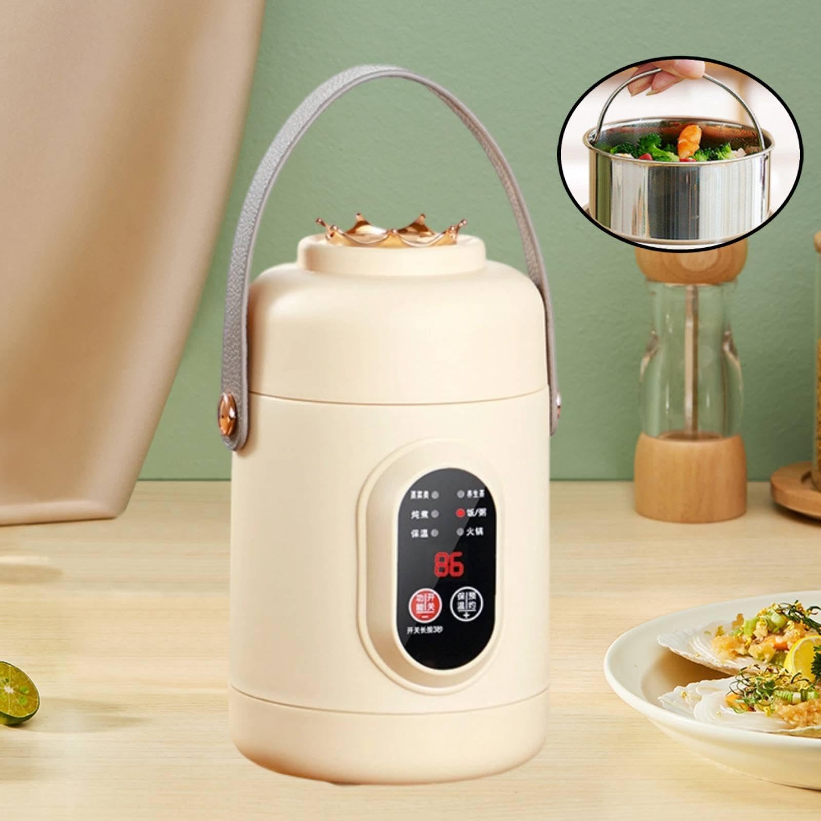 rockible Cuociriso elettrico da 800 ml, pentola elettrica multifunzione per cottura rapida di ramen, ideale per dormitorio, viaggi, casa, pasta e carne, Beige