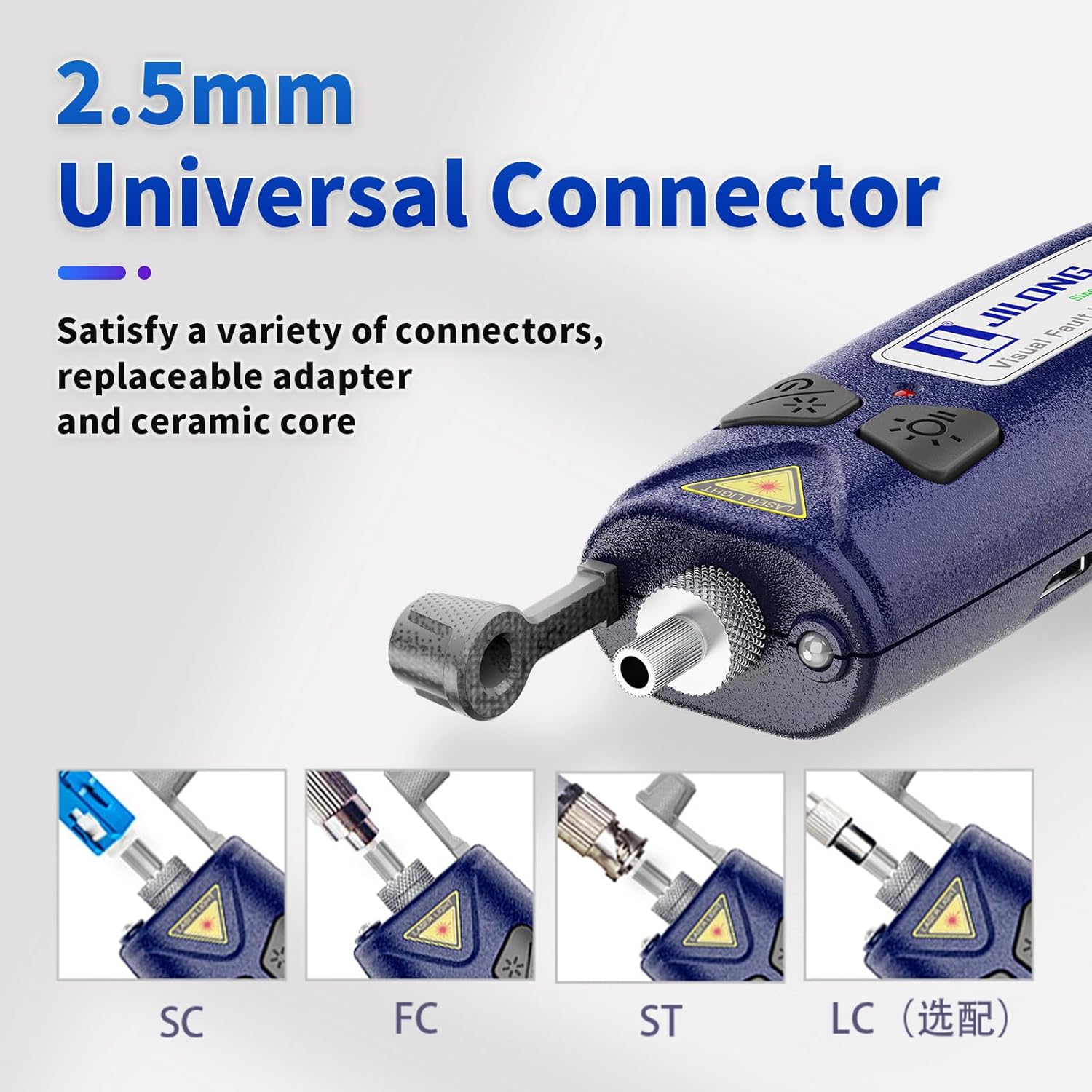 JILONG Visual Fault Locator VFL-22M Pocket Size Break Checker, Testing Range for 25-30KM + LED Light + 2.5mm Universal Adaptor for FC/SC/ST, Fiber VFL Break Cheaker, Traffic Detector VFL