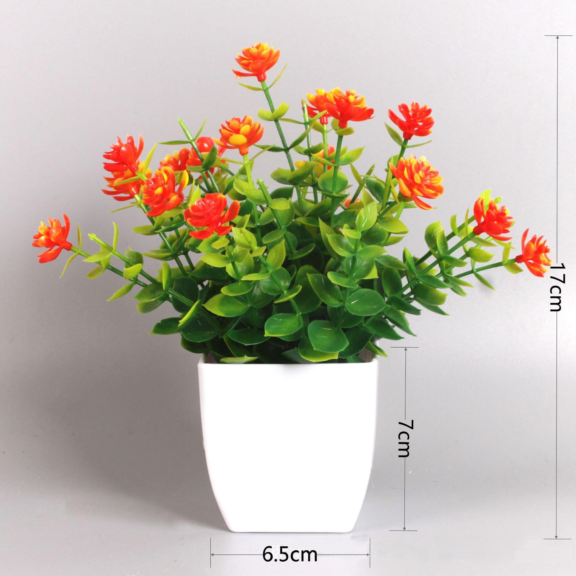 Confezione da 6 piante artificiali in vaso, piccole piante finte da interni, con vaso di plastica, per casa, ufficio, scrivania, tavolo, decorazione (fiore)
