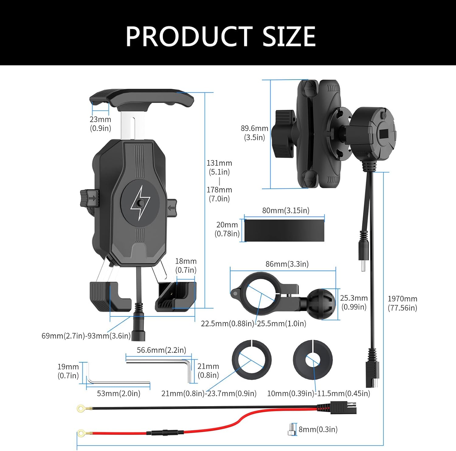 安全なナビゲーション充電電話所有者のための15W充電/ 360回転アンチビブレーション設計を備えた安全なオートバイ電話ブラケット