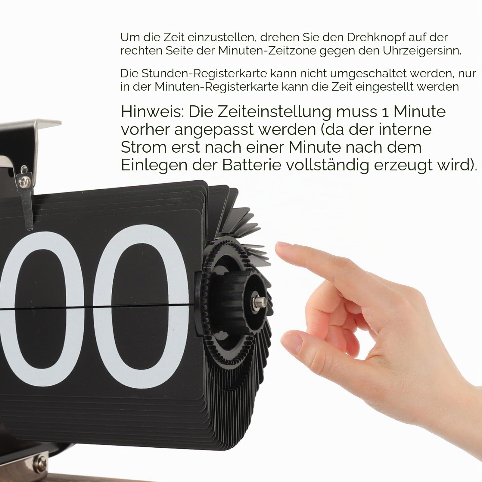 VBESTLIFE Flip-Tischuhr, Retro-Vintage-Auto-Flip-Tischuhr, Batteriebetriebene Uhr mit Großer Zahl für Heimbüro-Dekoration (Edelstahl schwarz)