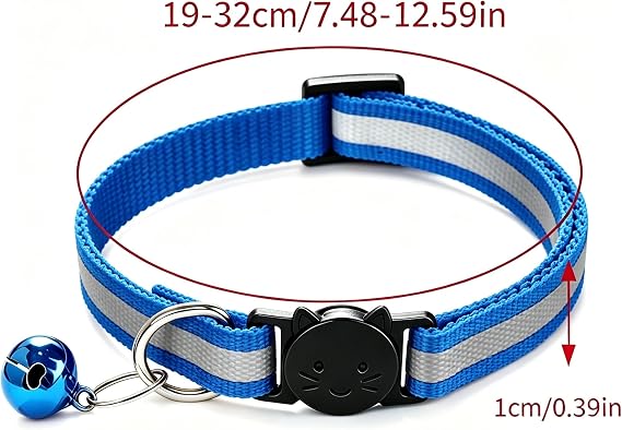 2Pack Cat Collars Quick Release Reflective Kitten Collar with Bell & Safety Release (Navy Blue)