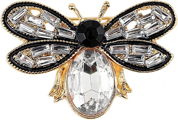 Bee Brooch Pin, Honey Bee Rhinestone Pins Vintage Crystal Insect Themed Lapel Pins Stylish Accessories for Women Men Party Dating Daily