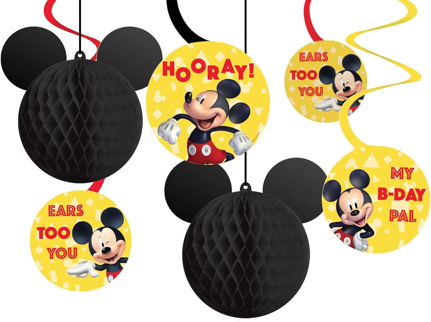Honeycomb Paper Party Swirls - 7" & 5" | Assorted | Pack of 12, Minnie Mouse Forever