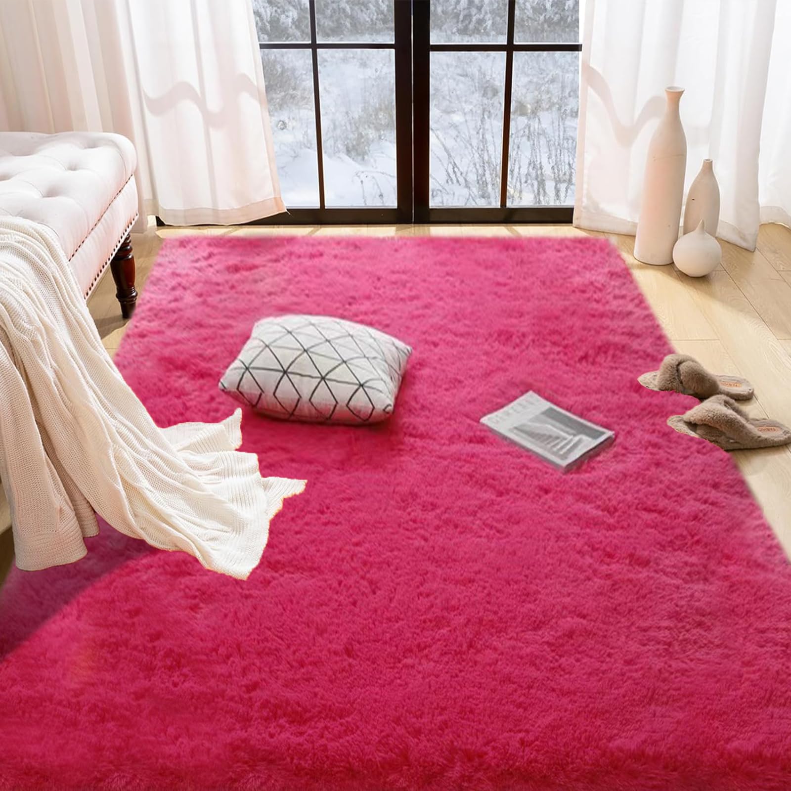 Amazon | AIMECOカーペット ローズレッド ラグ 130×185cm 約1.5畳