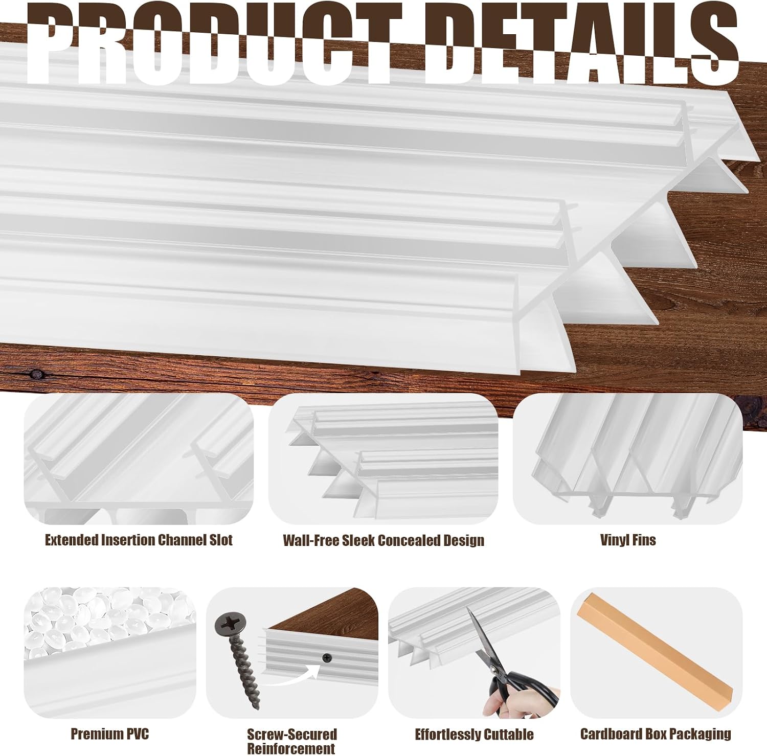 3PCS Replacement Door Bottom with Vinyl Fins 36" Long 1 3/4" Wide Threshold Seal Bottom of Door Weatherstrip Kerf Weather Stripping for 7/8" Between Barbs (White)