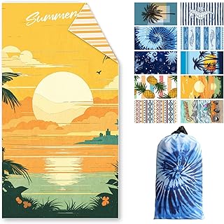Strandtuch Groß, 180 x 100 cm Doppelseitig Strandhandtuch, Schnell Trocknendes, Weiches, Leichtes, Pflegeleicht, Sandfreies Microfaser Handtücher für Reise Urlaub Schwimmen Camping, mit Tasche