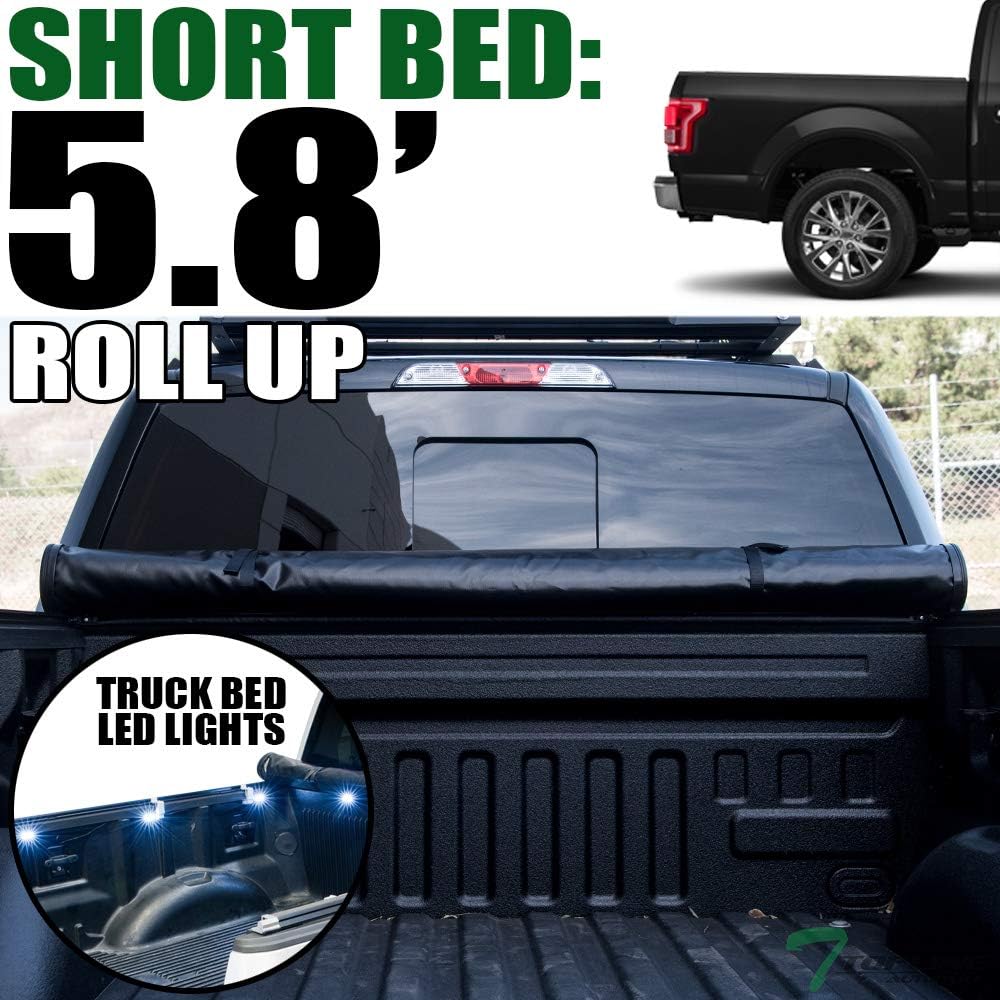 7422438830876 Compatible with 2019-2026 Dodge Ram 1500 New Body Style 5.7 Feet (68.4") Short Bed Lock & Roll Up Vinyl Truck Bed Tonneau Cover with LED Lighting System