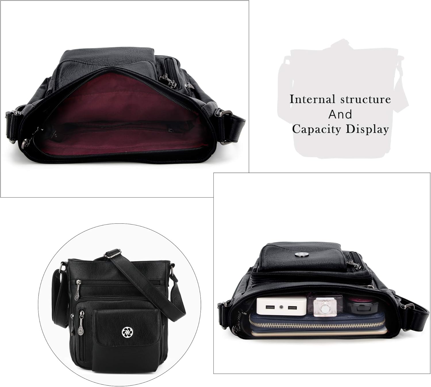 Angel Kiss Crossbody Bags Faux Vegan Leather Shoulder Bags for Women Small Handbag with Adjustable Strap